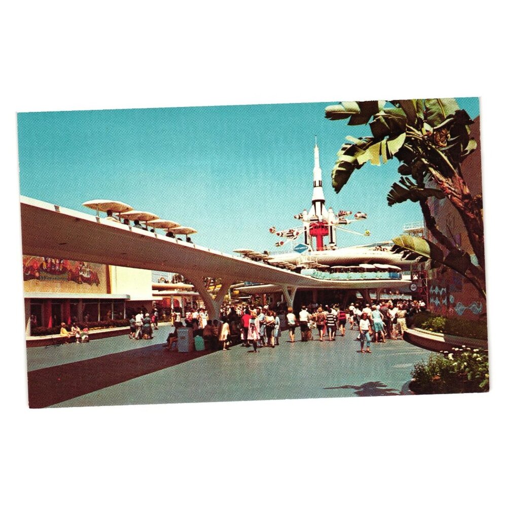 Vintage Disneyland Tomorrowland People Mover Postcard Theme Park People
